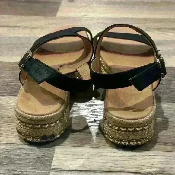 Seven Dials Berenice Black Strappy Studded Platform Espadrille Sandals Size 8.5 - Picture 4 of 4